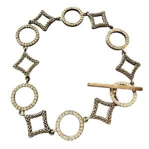 Judith Jack 925 Sterling Silver Circles & Diamond Shapes Bracelet